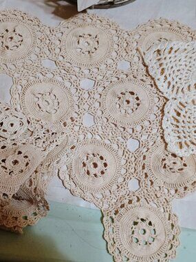 3 crocheted doilies